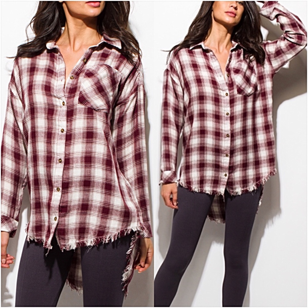 Boho Chic Plaid Fringe Hem Tunic SMLXL - Picture 4 of 8